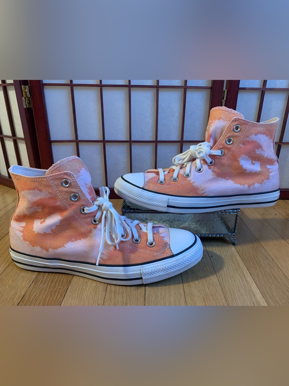 NWOB CONVERSE ALL STAR Hi-Top Orange/Peachy Tie-Dye Sneakers in Size W12/M10